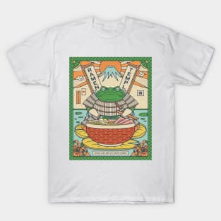 Samurai Frog Ramen Temple T-Shirt